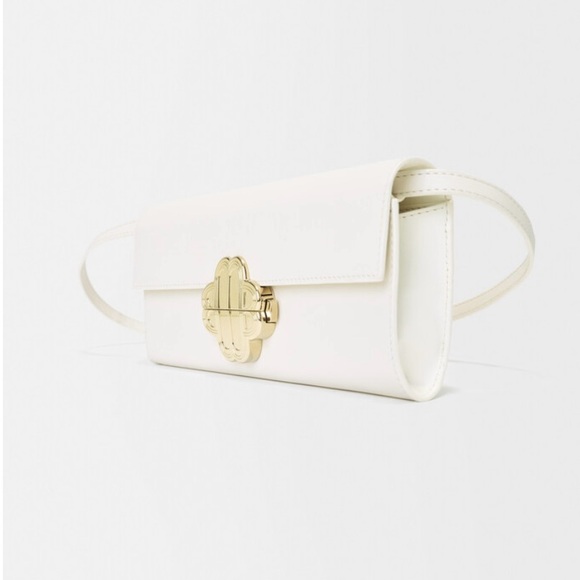Maje White&Gold Clover Logo Baguette Wallet Clutch - Picture 1 of 9